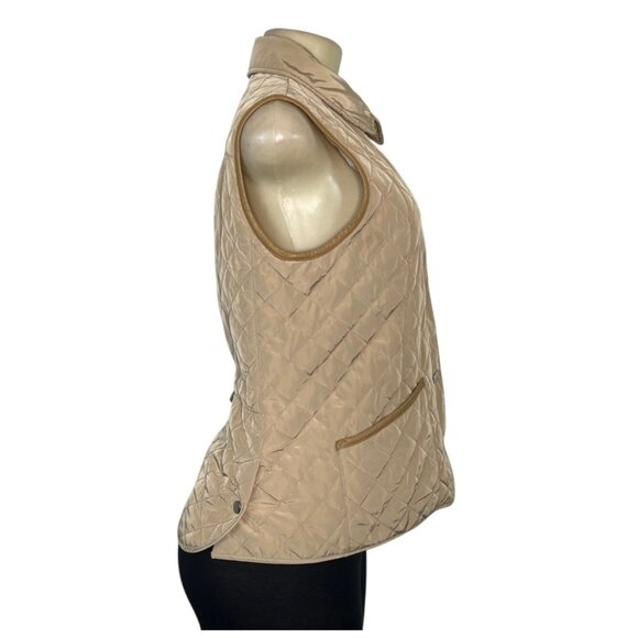 Massimo Dutti Womens Quilted Tan Vest Outerwear Button Closure & Pockets Size M - Picture 1 of 7